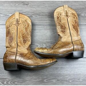 Mezcalero Men's Leather Reptile Design Western Boots Brown Size 8 EE